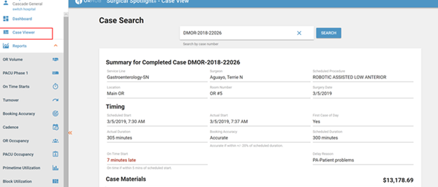 The Case Viewer is an online version of our Surgical Case Receipt